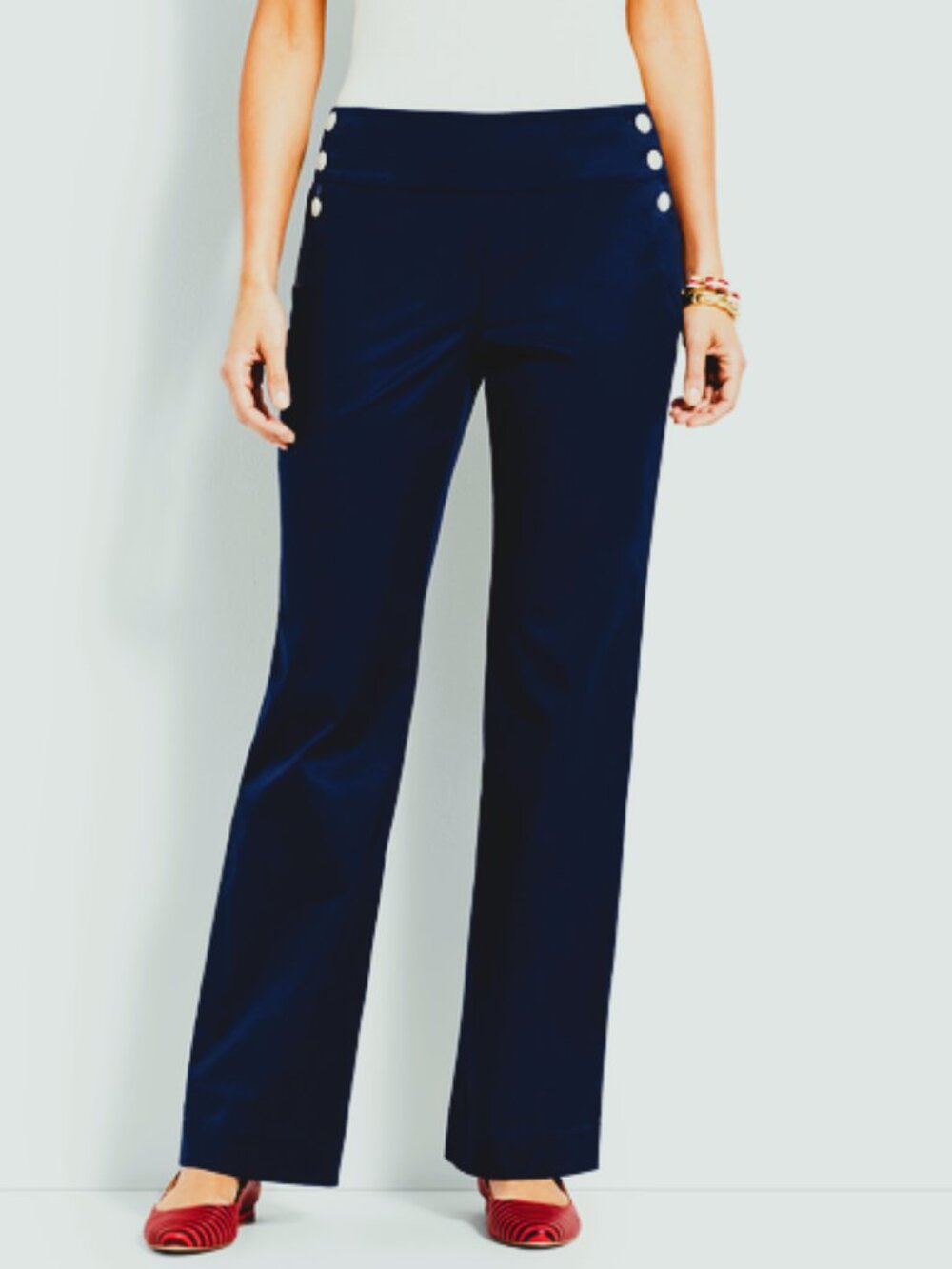 ANN TAYLOR Loft Navy Blue Curvy Fit High Waist Trouser Sailor Pants size 6